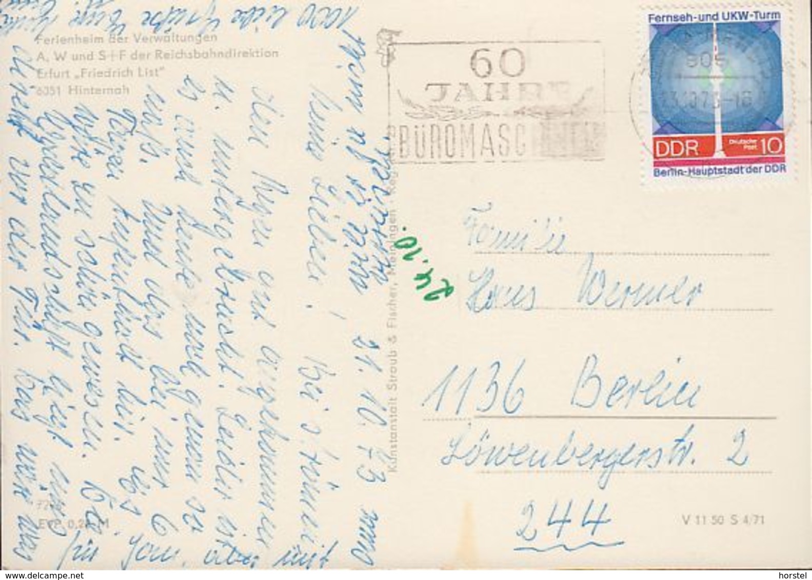 D-98553 Schleusingen - Hinternah - Ferienheim Der Reichsbahndirektion Erfurt "Friedrich List" - Nice Stamp - Schleusingen