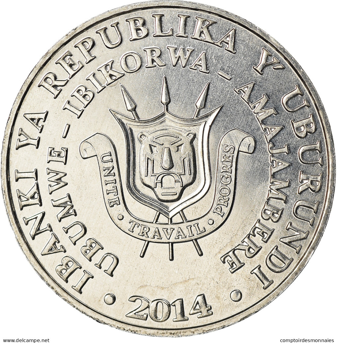 Monnaie, Burundi, 5 Francs, 2014, Oiseaux - Râle Ponctué, SPL, Aluminium - Burundi