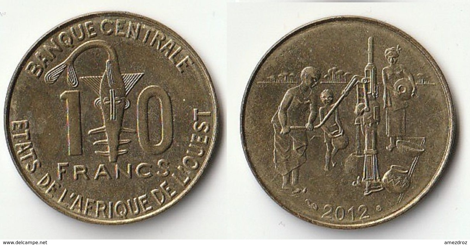 Pièce De 10 Francs CFA XOF 2012 Origine Côte D'Ivoire Afrique De L'Ouest (v) - Costa D'Avorio