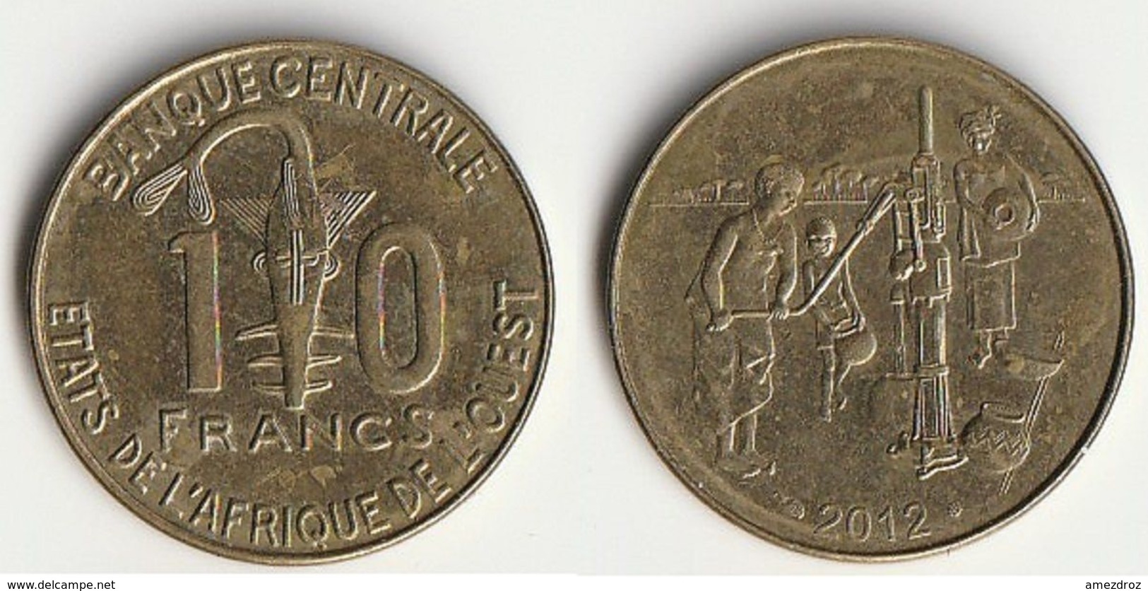 Pièce De 10 Francs CFA XOF 2012 Origine Côte D'Ivoire Afrique De L'Ouest (v) - Côte-d'Ivoire