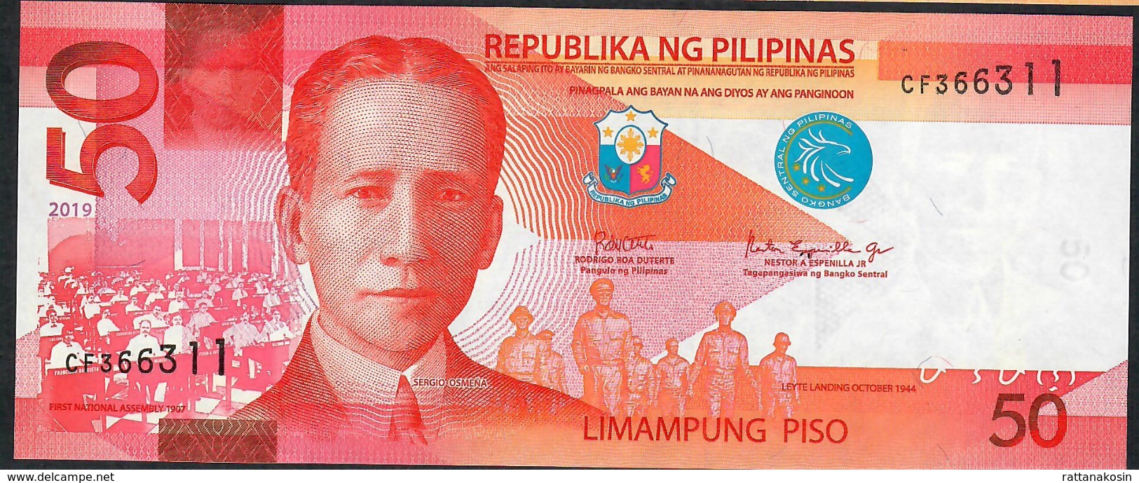 PHILIPPINES NLP (NLPc) 50 PISO 2019 #CF Signature 15 (Dutertre/Espenilla) UNC. - Philippines