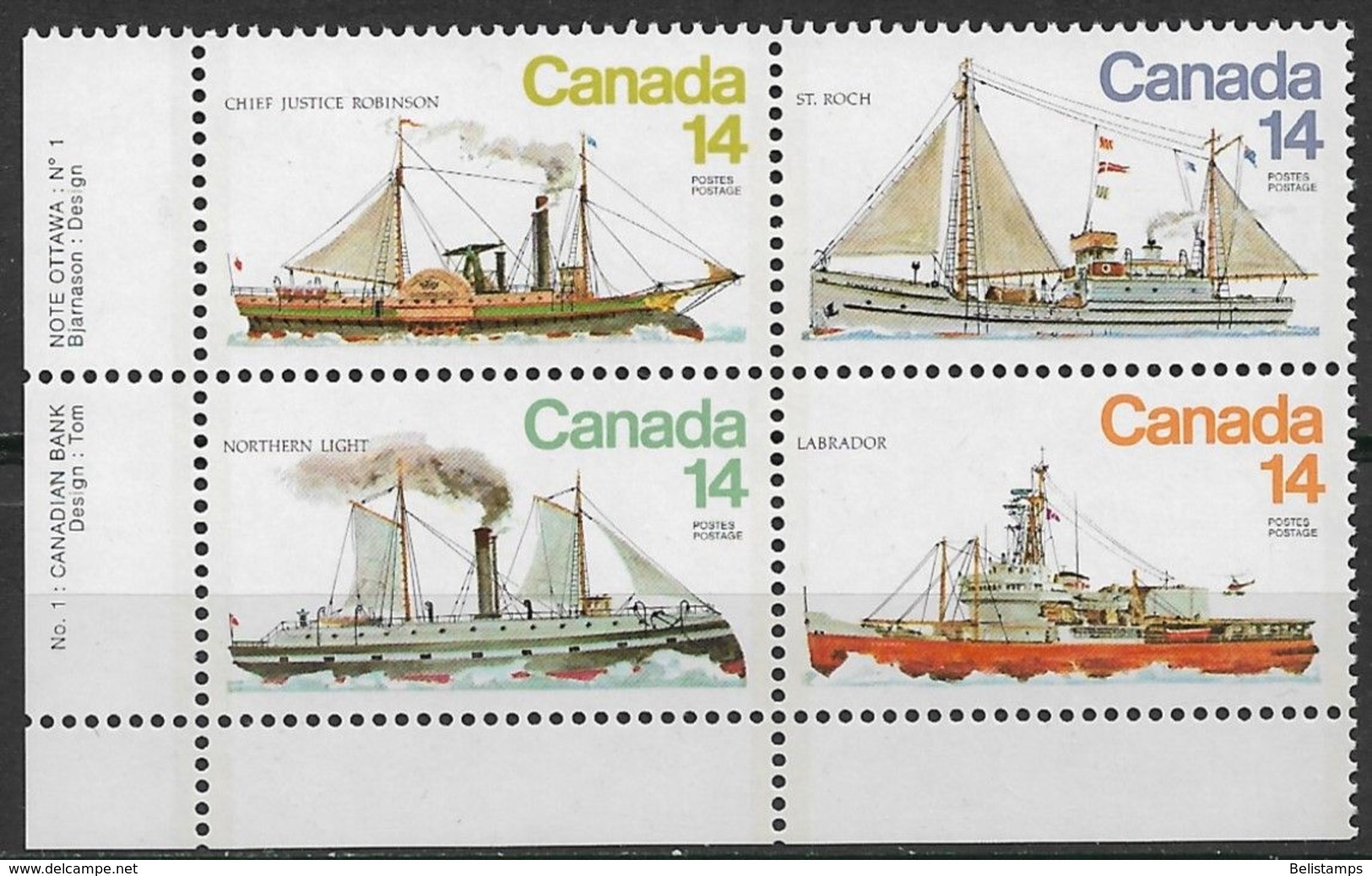 Canada 1978. Scott #779a Block (MNH) Sailling Ships (Ice Vessels) ** Complete Set - Nuovi