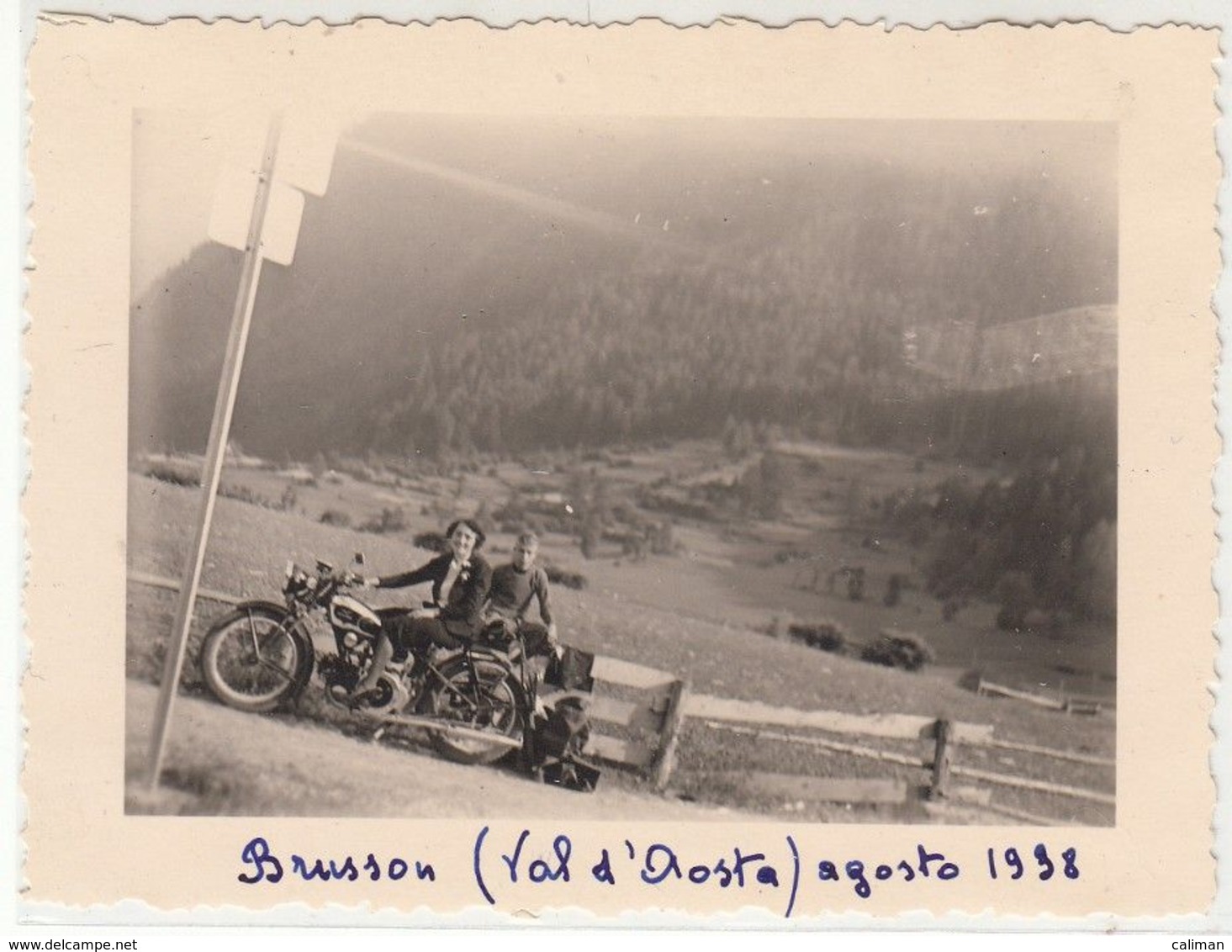 MOTO MOTORCYCLE GUZZI - FOTO ORIGINALE BRUSSON VALLE D'AOSTA 1938 - Other & Unclassified
