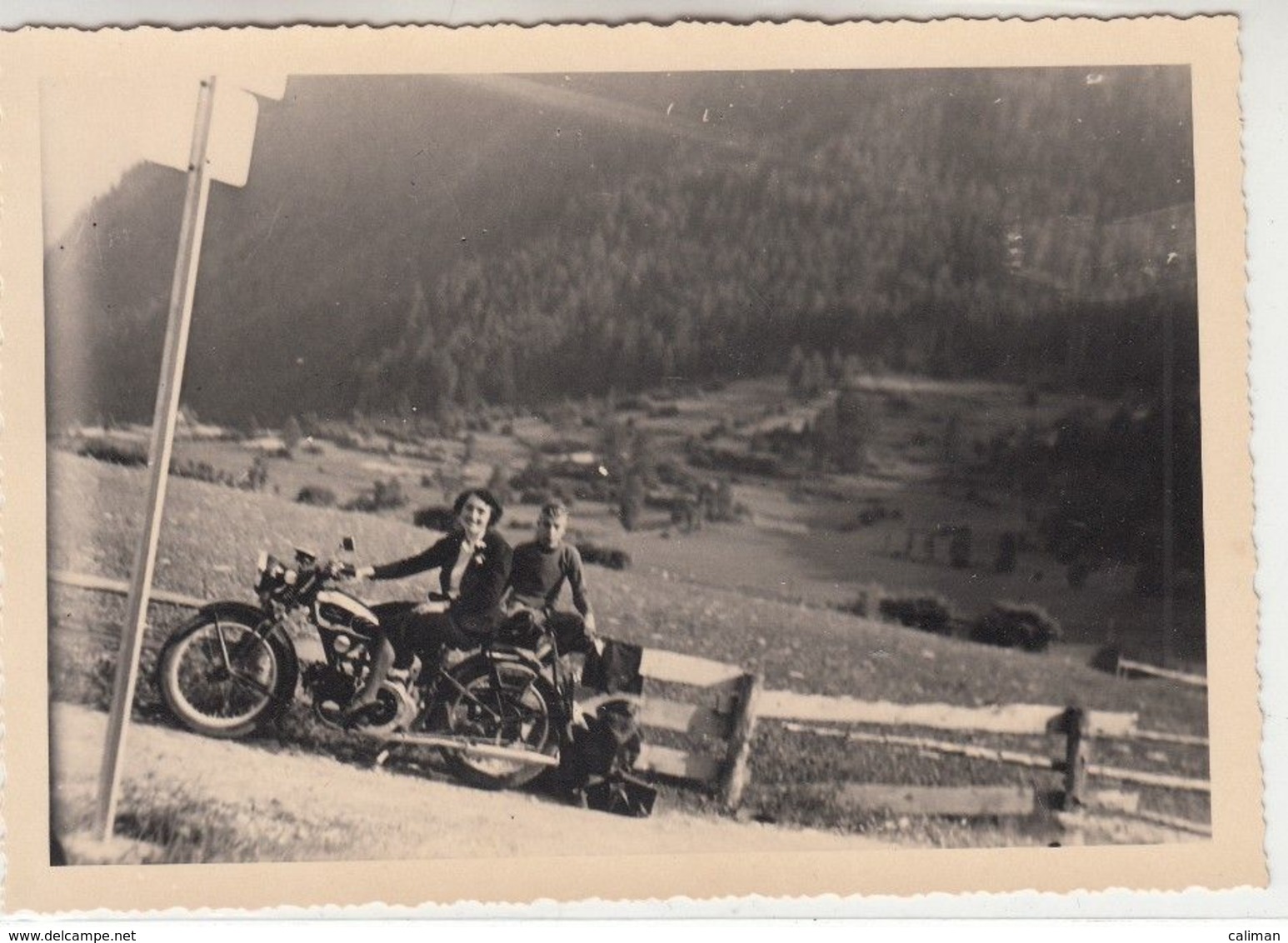 MOTO MOTORCYCLE GUZZI - FOTO ORIGINALE BRUSSON VALLE D'AOSTA 1938 - Other & Unclassified