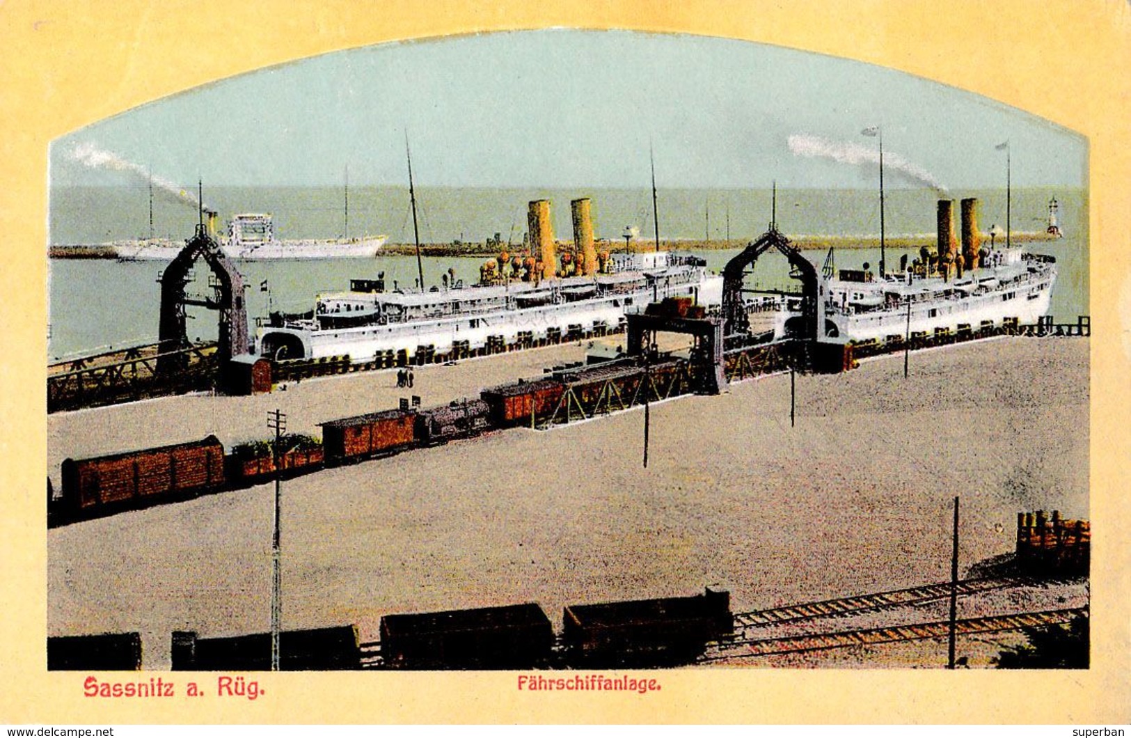 SASSNITZ A. RÜGEN ISLAND : FÄHRSCHIFF ANLAGE / EMBARCADÈRE Du TRAIN / BOATING TRAIN On FERRYBOAT ~ 1905 (ae988) - Sassnitz