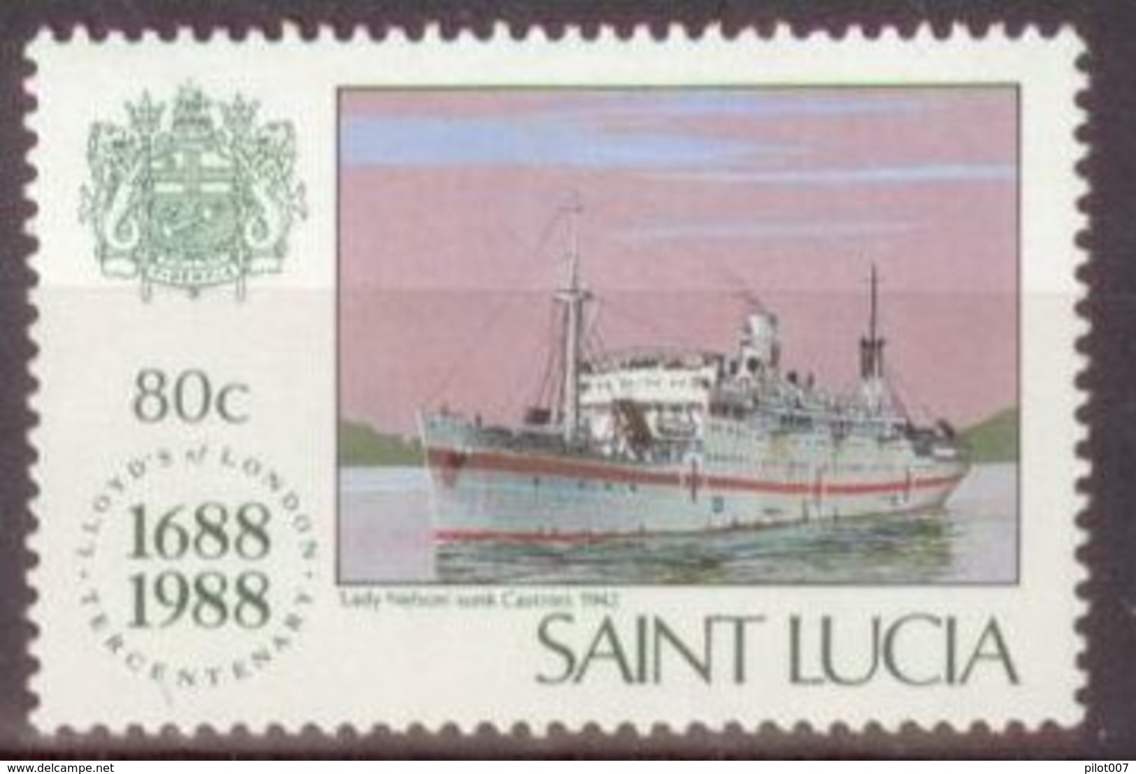 Saint Lucia 1988 Mi#935 MNH Cv Eur1.8 Ships - St.Lucia (1979-...)