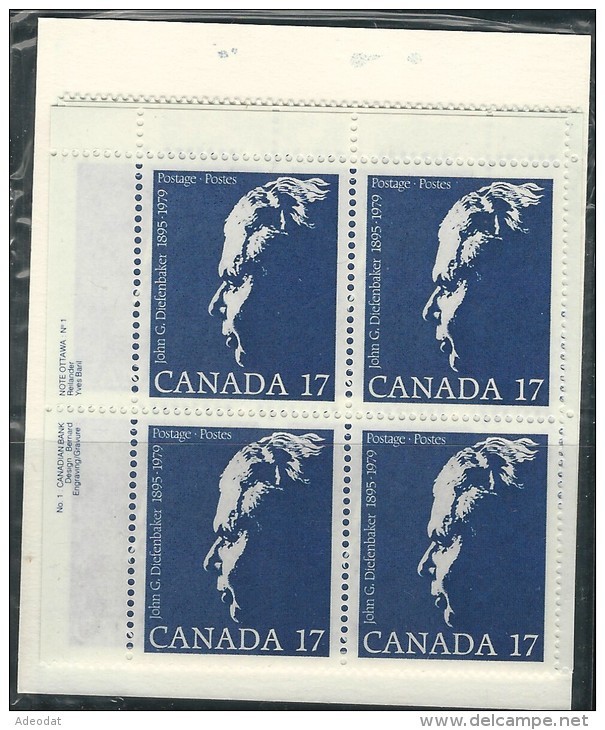 CANADA 1980 SCOTT 859 SET OF 4 PLATE BLOCKS VALUE  $ 7,00 - Unused Stamps