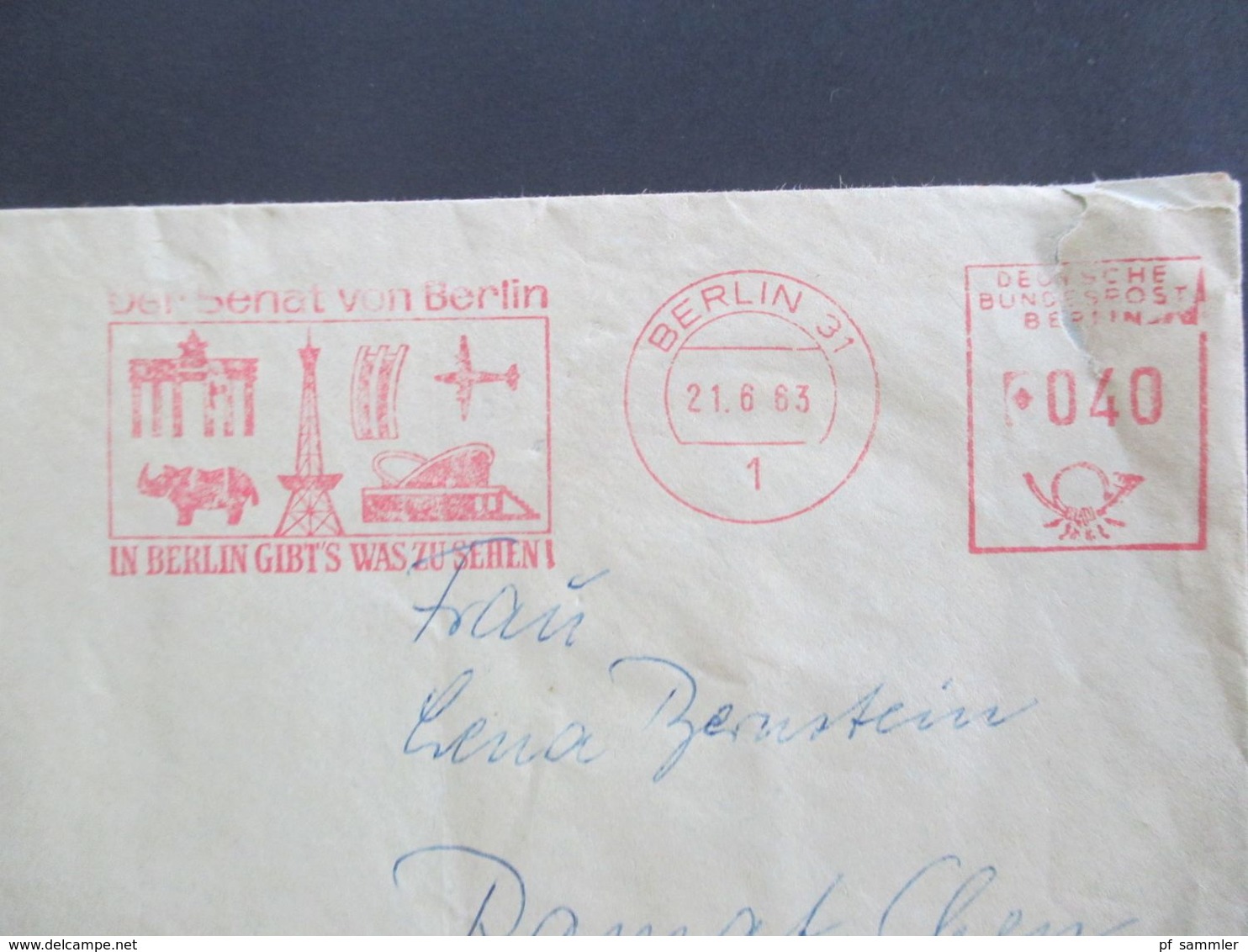 1963 Roter AFS Der Senat Von Berlin / In Berlin Gibt Es Was Zu Sehen. Entschädigungsamt Berlin Nach Israel Gesendet!! - Storia Postale