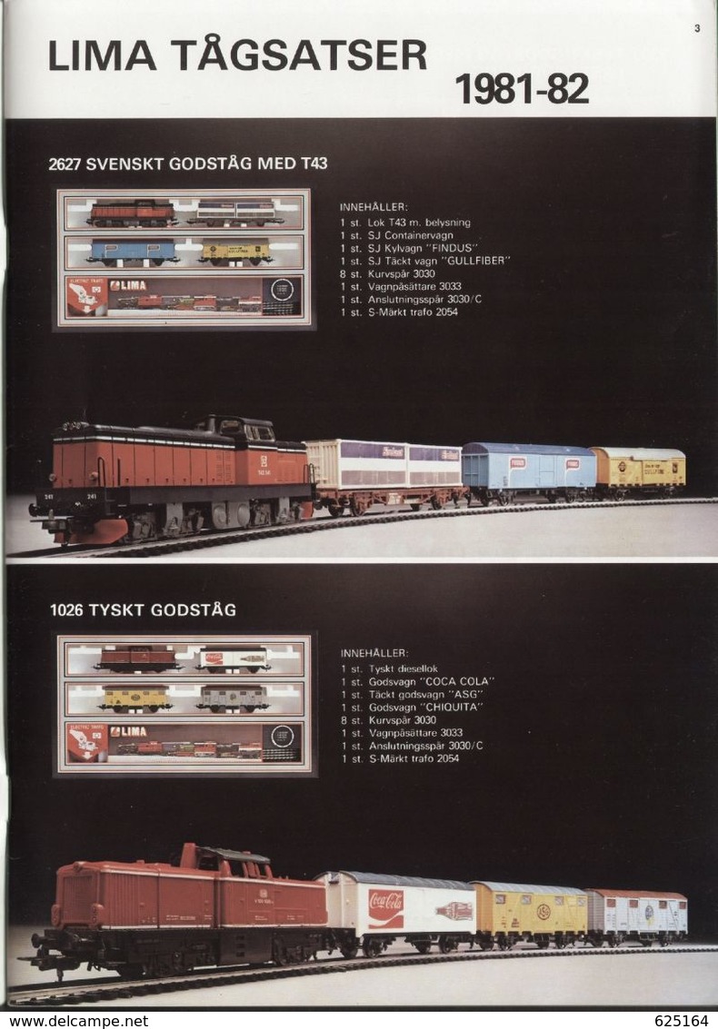 Catalogue LIMA 1981-82 Tåg HO Elektric Train DEFEKT Missing Cover  - En Suédois - Sin Clasificación