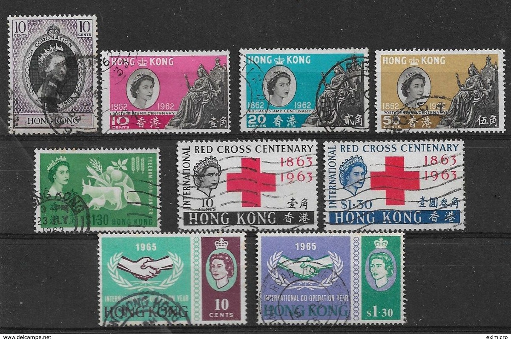 HONG KONG 1953 - 1965 COMMEMORATIVE SETS FINE USED Cat £17.85 - Verzamelingen & Reeksen