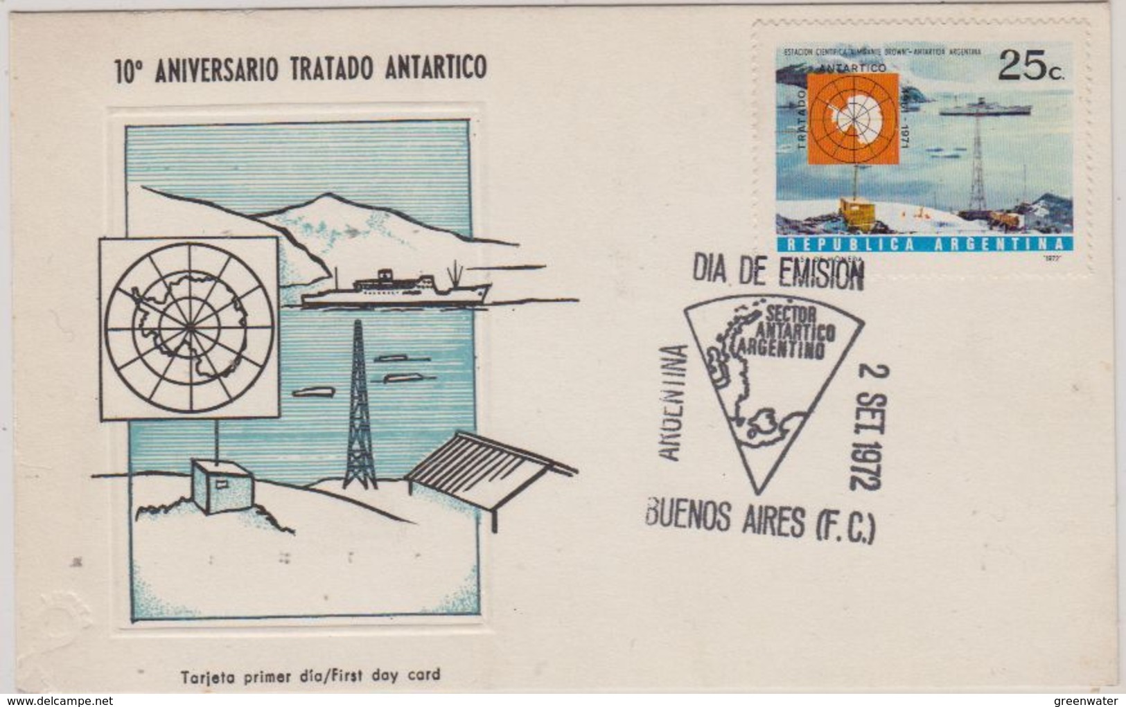 Argentina 1972 10th Ann. Antarctic Treaty 1v Maximum Card (48256) - Antarctic Treaty