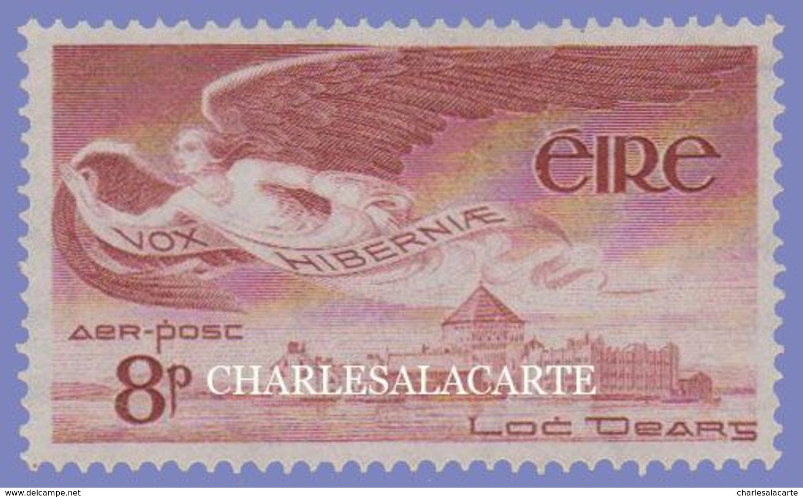 EIRE IRELAND 1948-1965 AIRMAIL STAMP 8p. CLARET  S.G. 142b  U.M. - Poste Aérienne