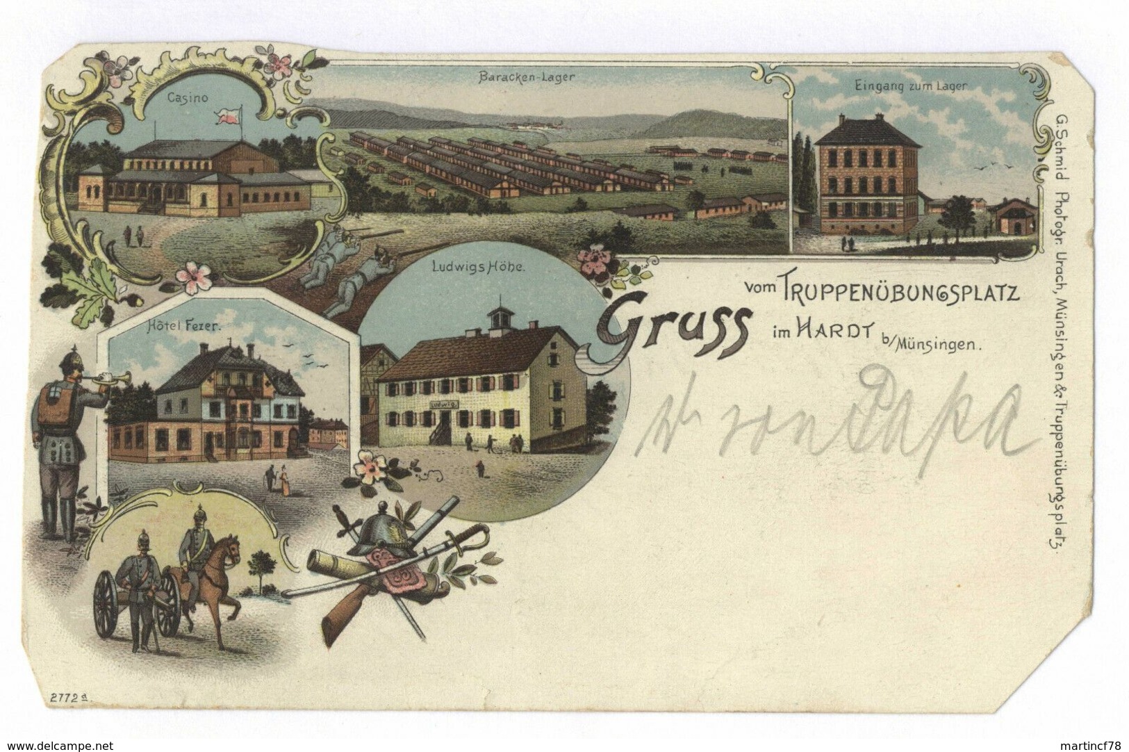 Münsingen Gruss Vom Truppenübungsplatz Im Hardt B. Litho - Beschnitten - Münsingen