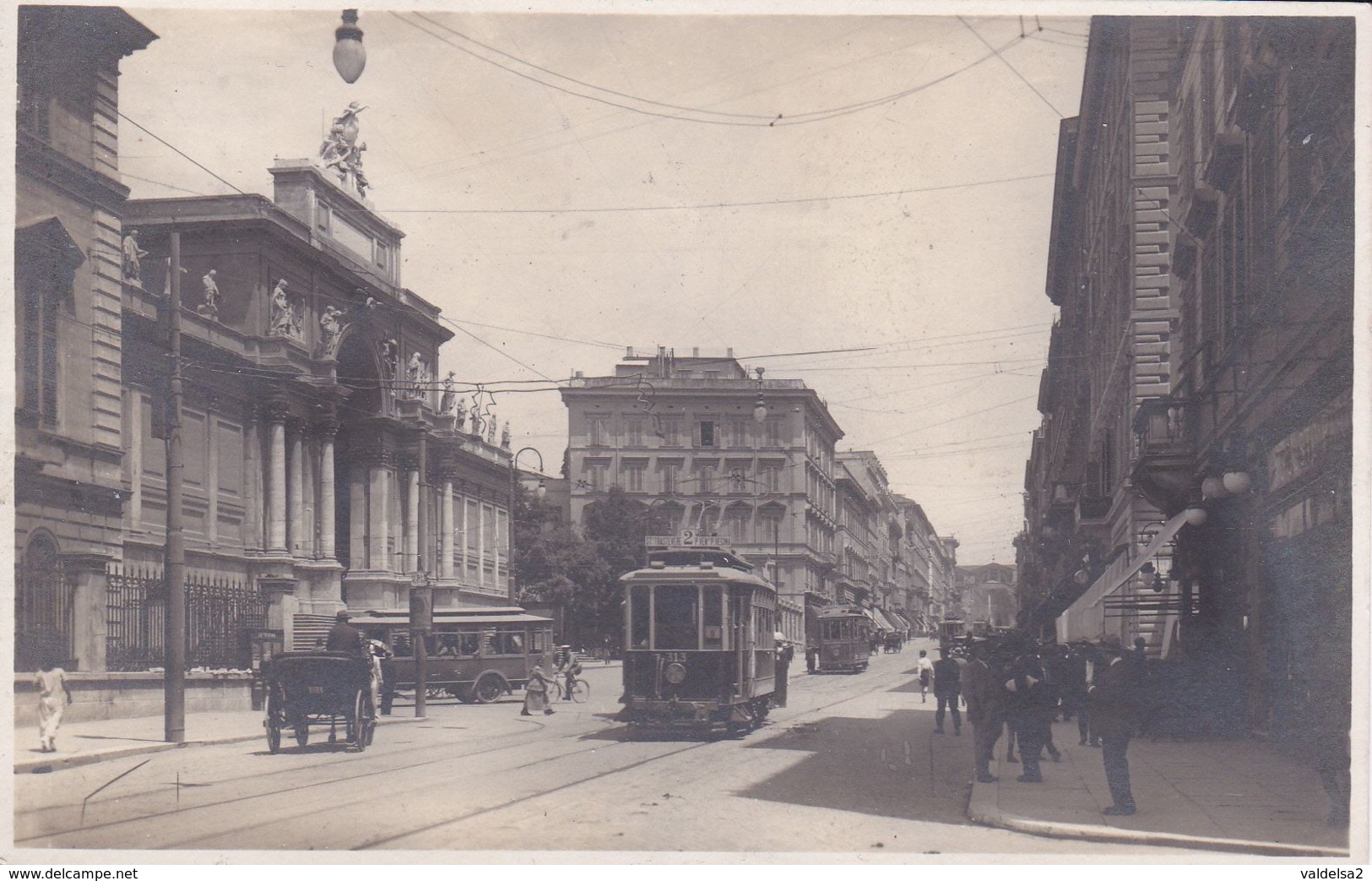 ROMA - VIA NAZIONALE - PALAZZO DELLE BELLE ARTI - FILOBUS / TRAM IN PRIMO PIANO - BELLA ANIMAZIONE - 1926 - Expositions