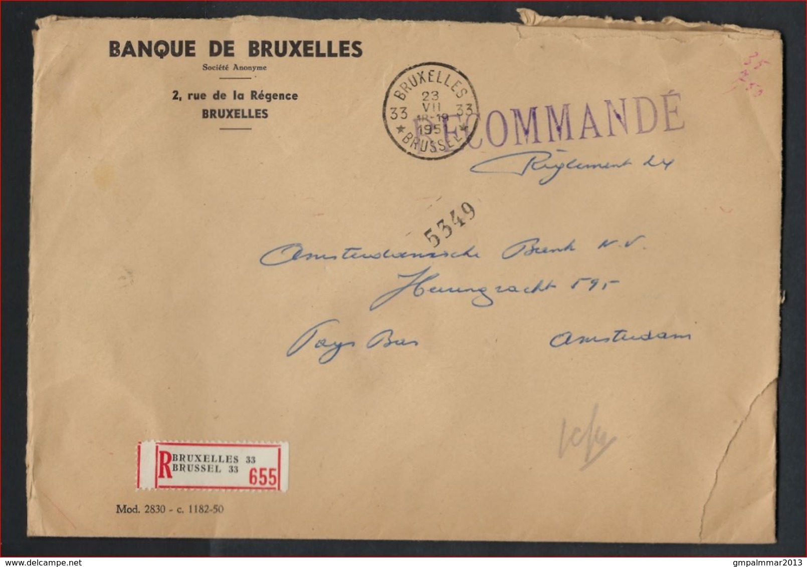 PERFIN LEOPOLD III Verzegelde Brief Verzonden Van BRUSSEL Naar Amsterdam (Nederland) Sterstempel BRUSSEL 33   ! LOT 324 - 1934-51