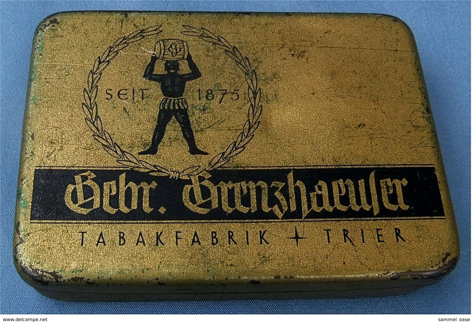 Alte Leere Blechdose Tabakfabrik Gebr. Grenzhaeuser / Trier - Ca. 11 X 8 Cm   -  (ot) - Tabaksdozen (leeg)