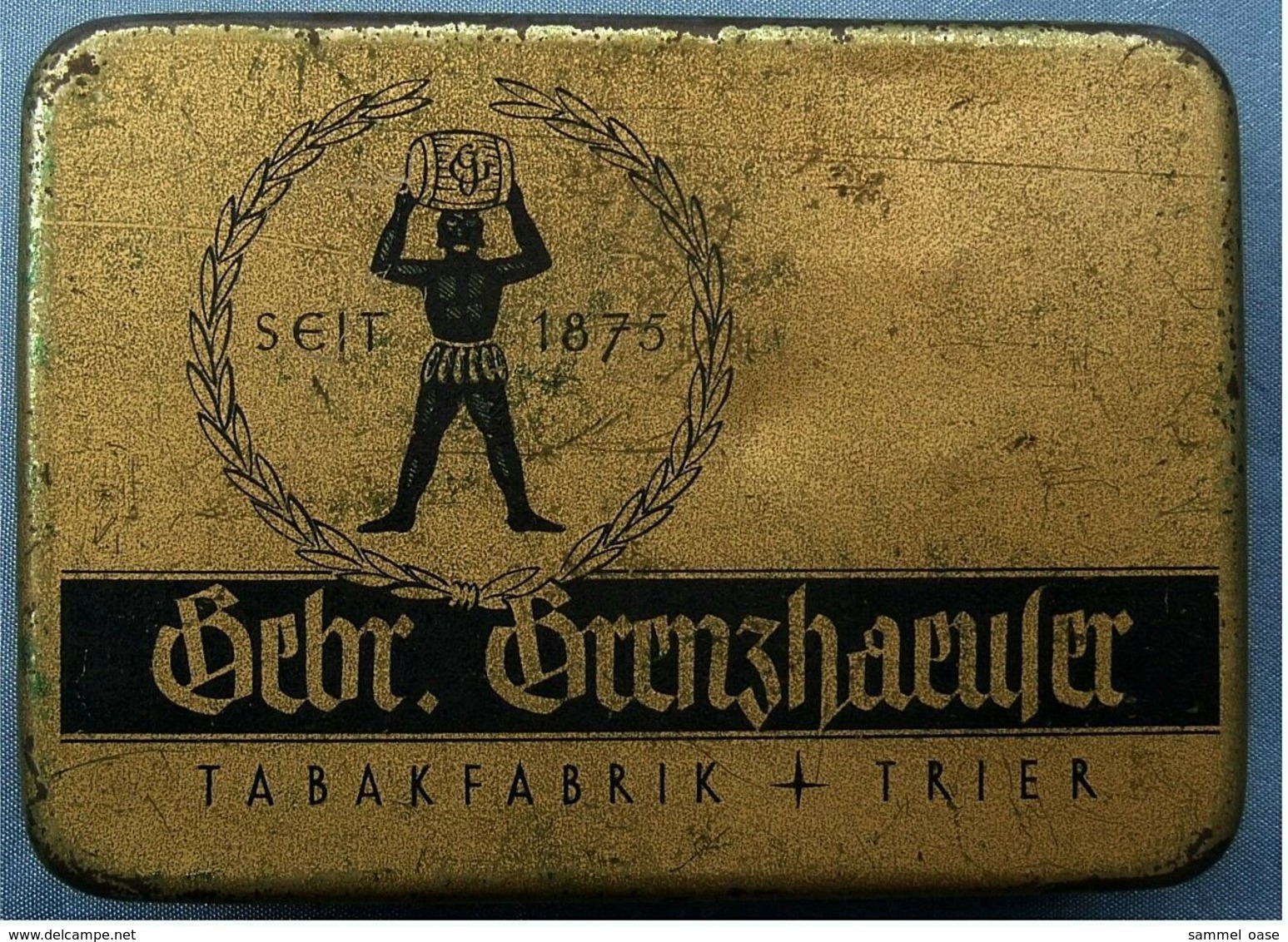 Alte Leere Blechdose Tabakfabrik Gebr. Grenzhaeuser / Trier - Ca. 11 X 8 Cm   -  (ot) - Tabaksdozen (leeg)