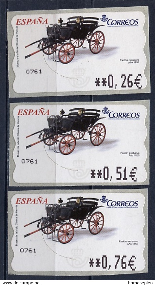 Espagne - Spain - Spanien Distributeur 2003 Y&T N°D84 - Michel N°ATM84 *** - Voiture à Cheval 1850 - 3 Timbres - Maschinenstempel (EMA)