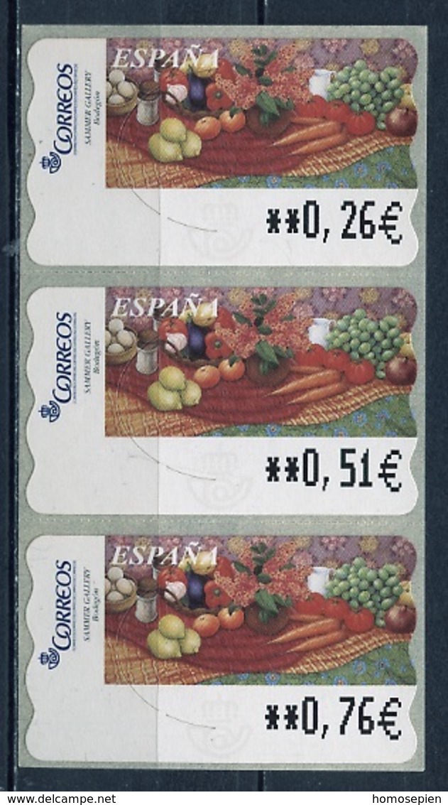 Espagne - Spain - Spanien Distributeur 2004 Y&T N°D87 - Michel N°ATM87 *** - Nature Morte Avec Légumes - 3 Timbres - Máquinas Franqueo (EMA)