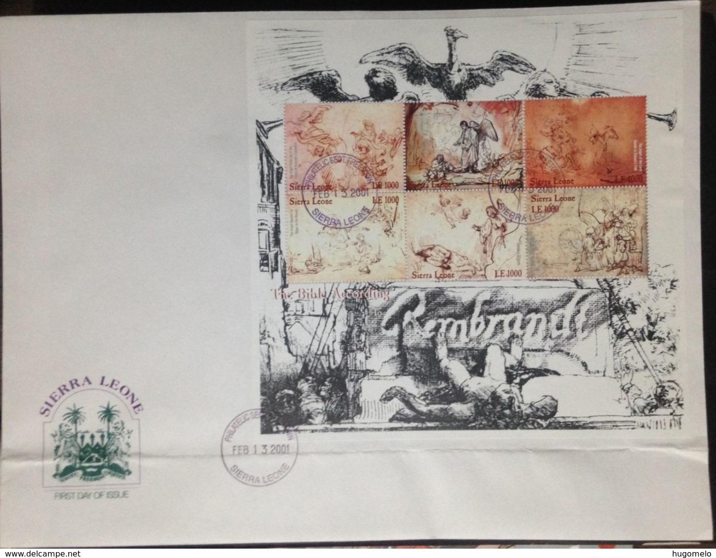 Sierra Leone, Uncirculated FDC , « Famous People », « Rembrandt », 2001 - Sierra Leone (1961-...)