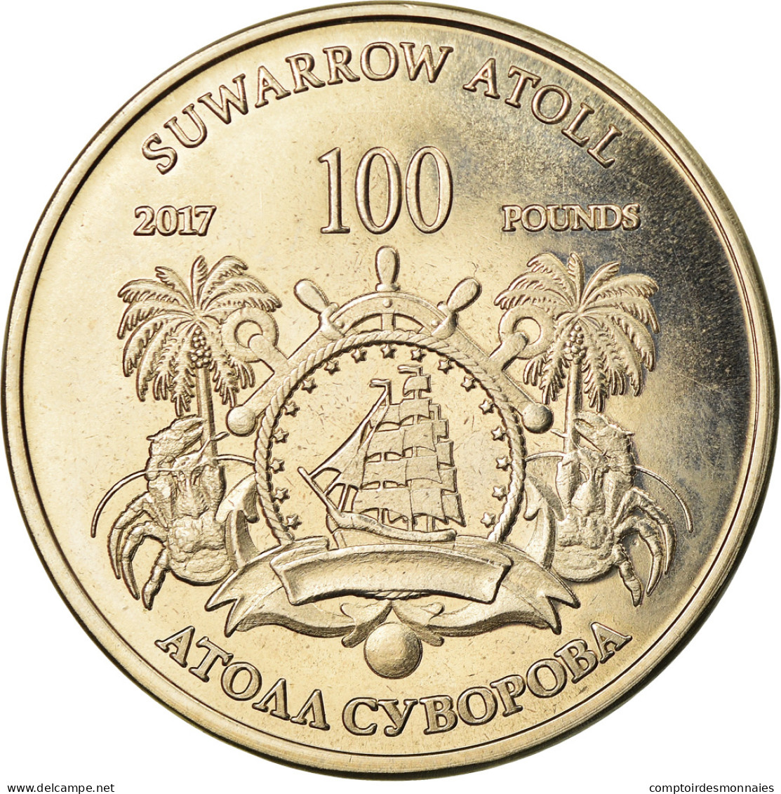 Monnaie, Îles Cook, 100 Pounds, 2017, Franklin Mint, Suwarrow -Bataille De - Islas Cook