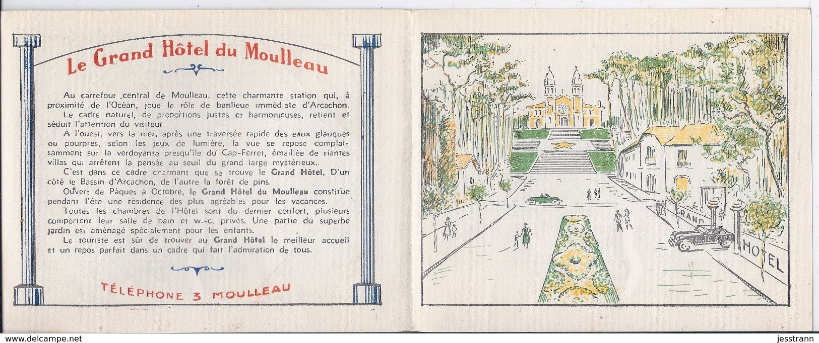 ARCACHON- LE GRAND HOTEL DU MOULLEAU- BEAU DEPLIANT PUBLICIAIRE- SCANS - Toeristische Brochures