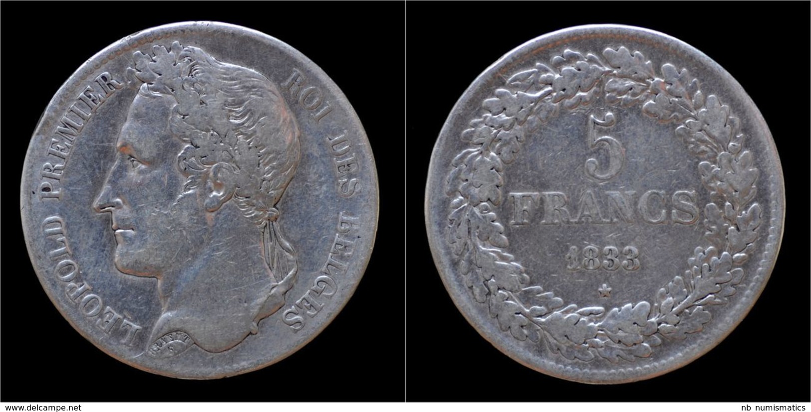 Belgium Leopold I 5 Frank 1833-pos A - 5 Francs