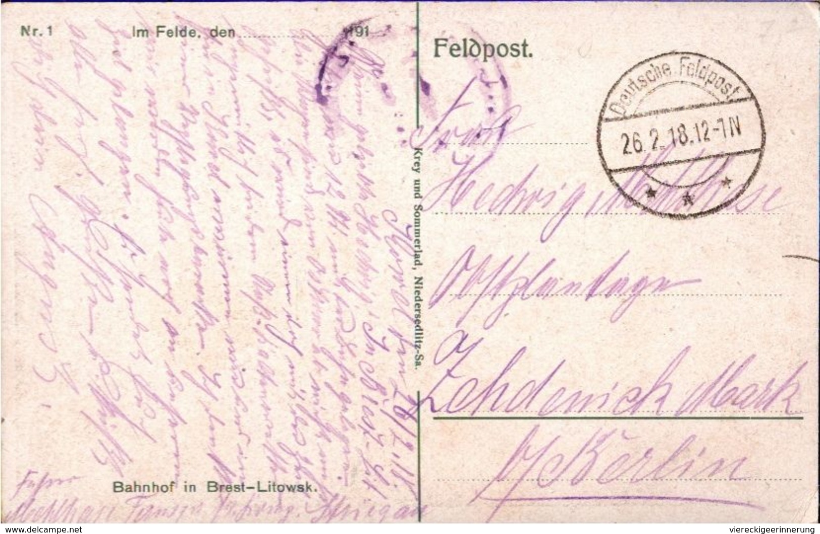 ! Alte Ansichtskarte, Brest-Litowsk, Bahnhof, Gare, Eisenbahn, 1918 - Bahnhöfe Mit Zügen