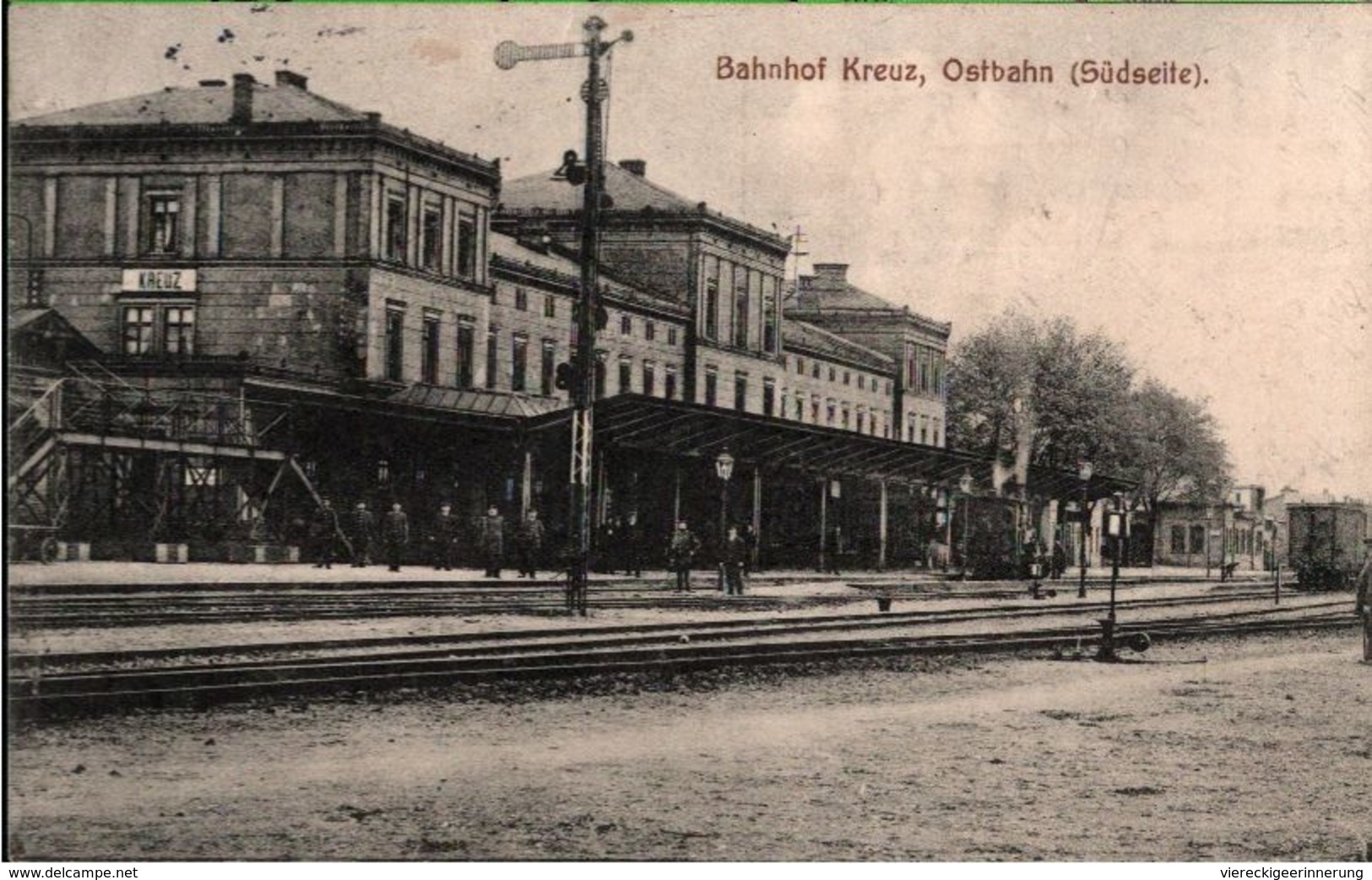 ! Alte Ansichtskarte Aus Kreuz, Ostbahn, Bahnhof, 1915, Gare, Dworzec, Eisenbahn, Dampflok - Trains