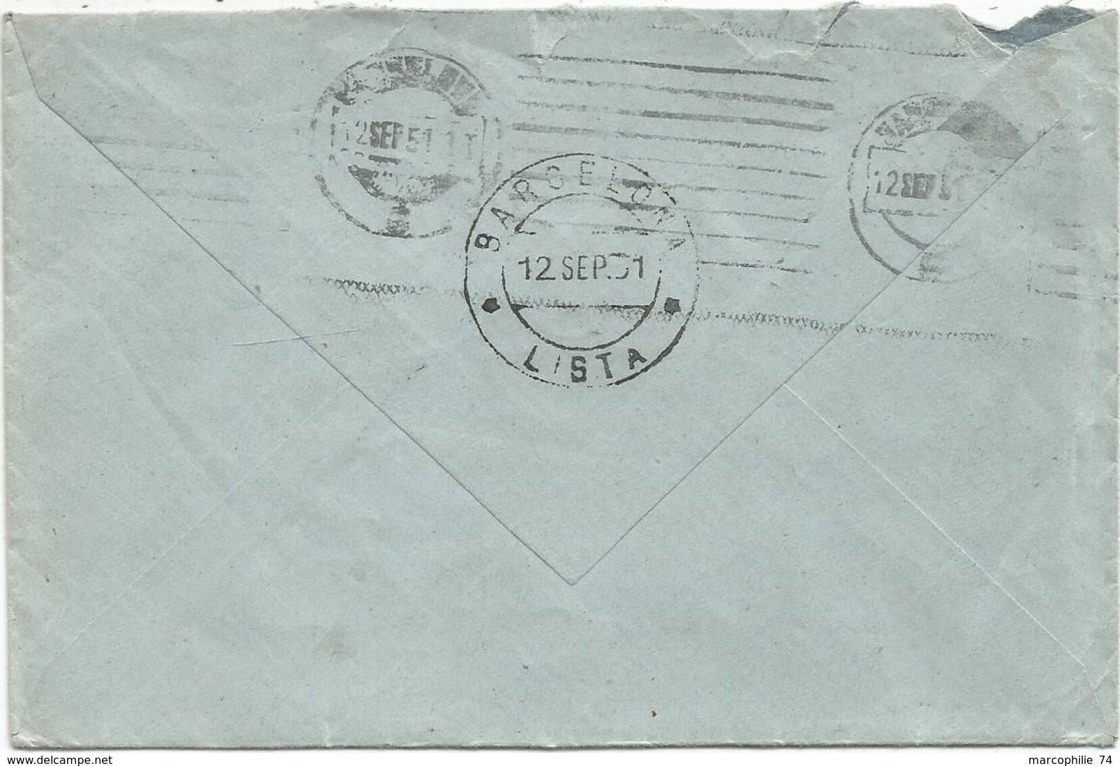 GANDON 15FR BLEU PAIRE LETTRE ALLEVARD ISERE 1951 POUR ESPGANE TAXE POSTE RESTANTE 5C - 1945-54 Maríanne De Gandon