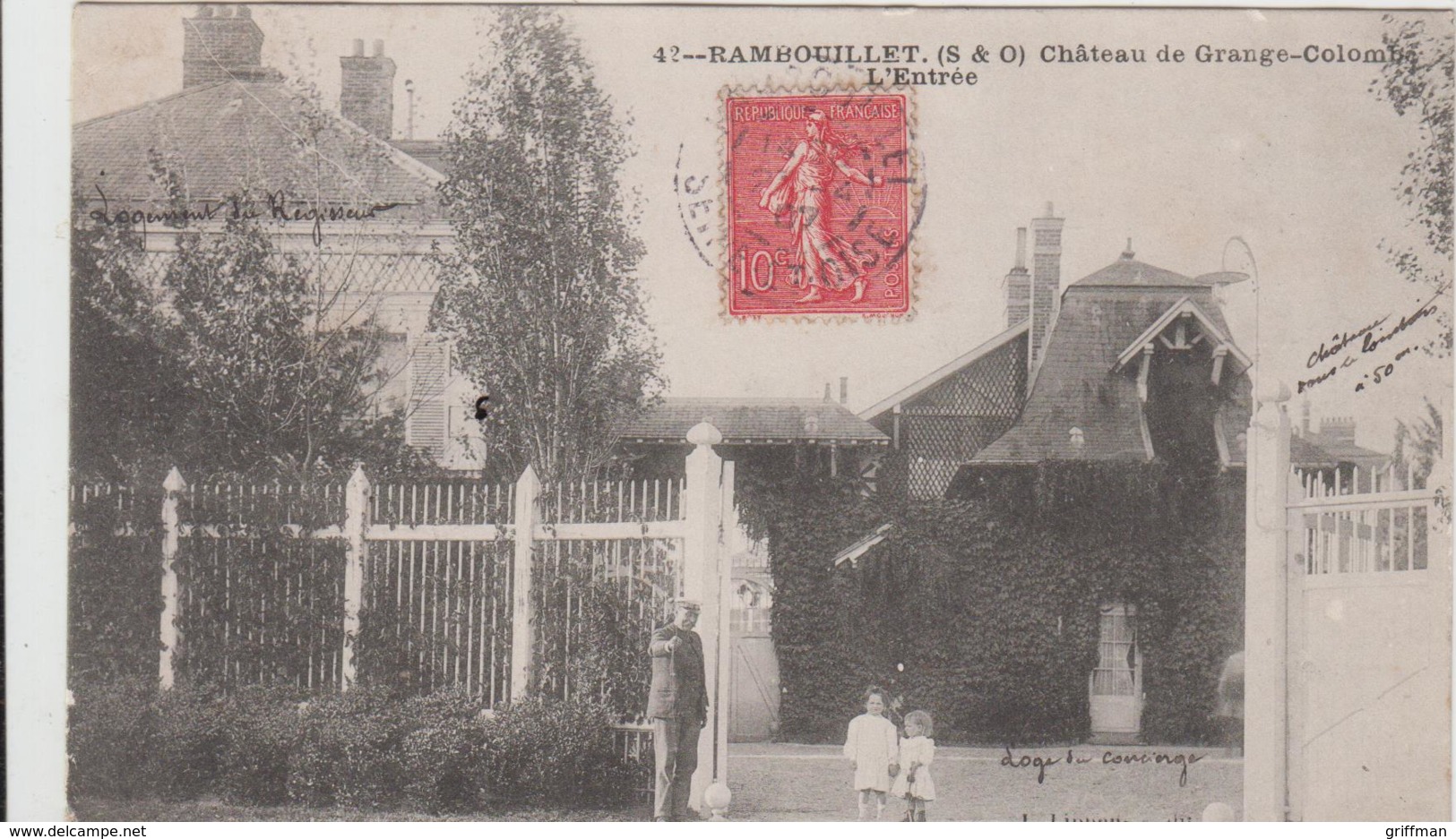 RAMBOUILLET CHATEAU DE GRANGE COLOMBE L'ENTREE 1907 TBE - Rambouillet