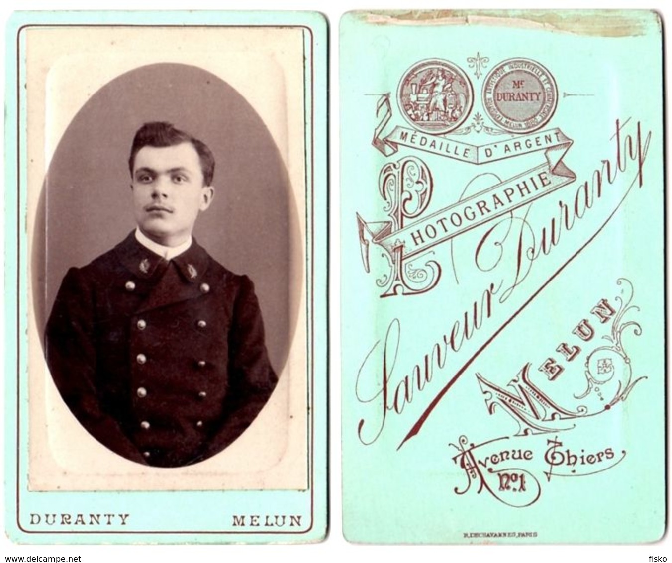 DURANTY CDV Photo Militaire     Melun  Belle Illustration Au Verso - Old (before 1900)