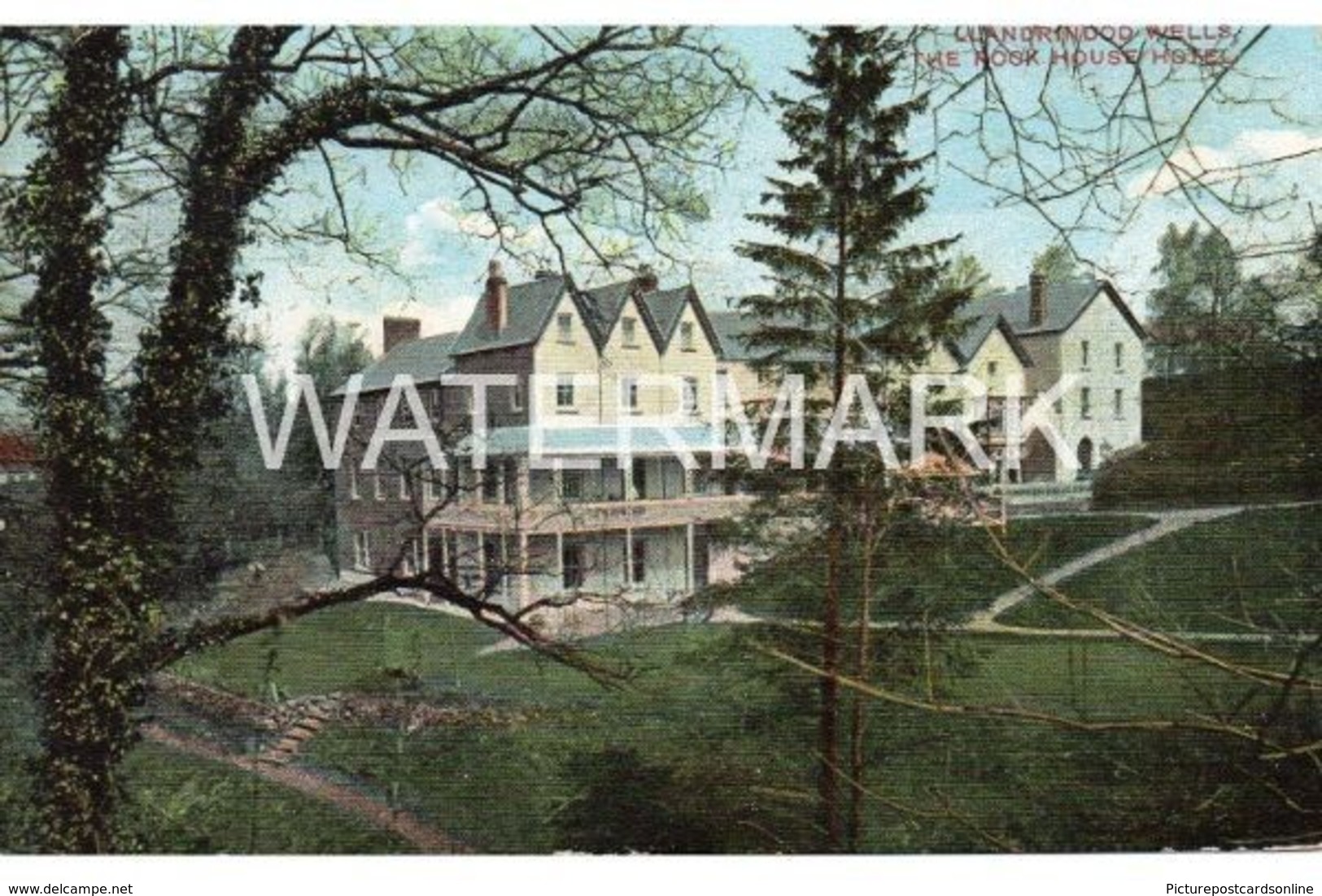 LLANDRINDOD WELLS THE ROCK HOUSE HOTEL OLD COLOUR POSTCARD WALES - Radnorshire