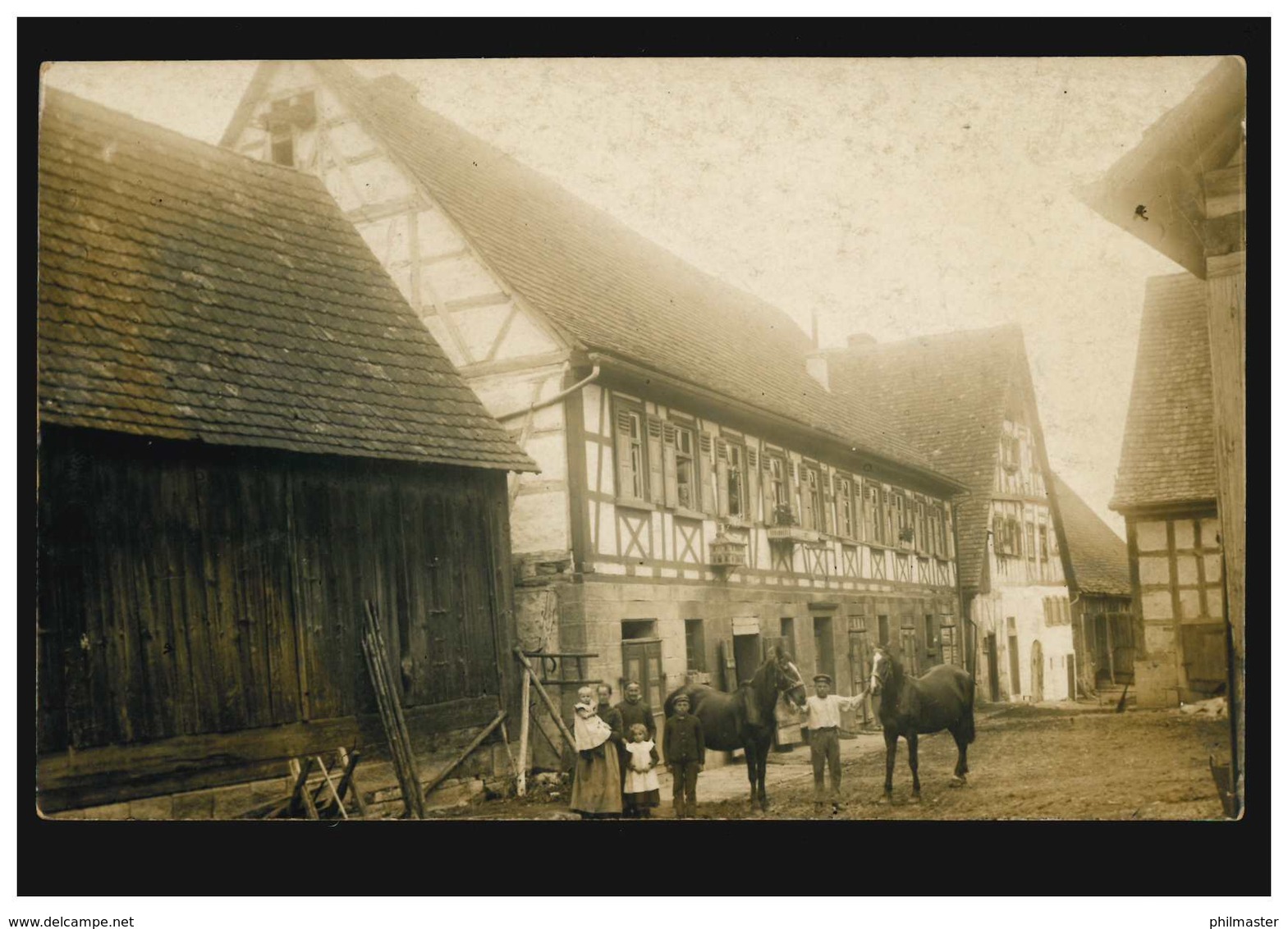 Foto-AK Bauernhof Mit Pferden, Gelaufen 1911  - Other & Unclassified