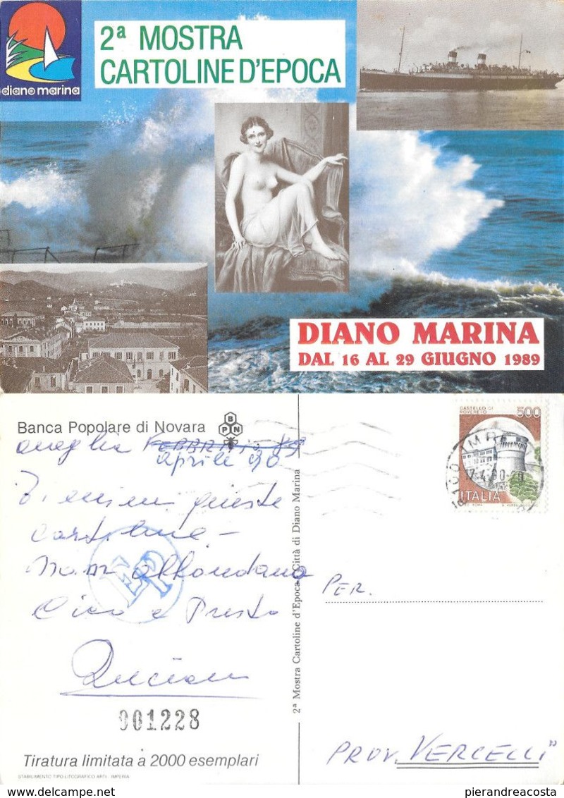2a Mostra Cartoline D'epoca. Diano Marina 1989. Viaggiata 1989. Numerata - Bourses & Salons De Collections