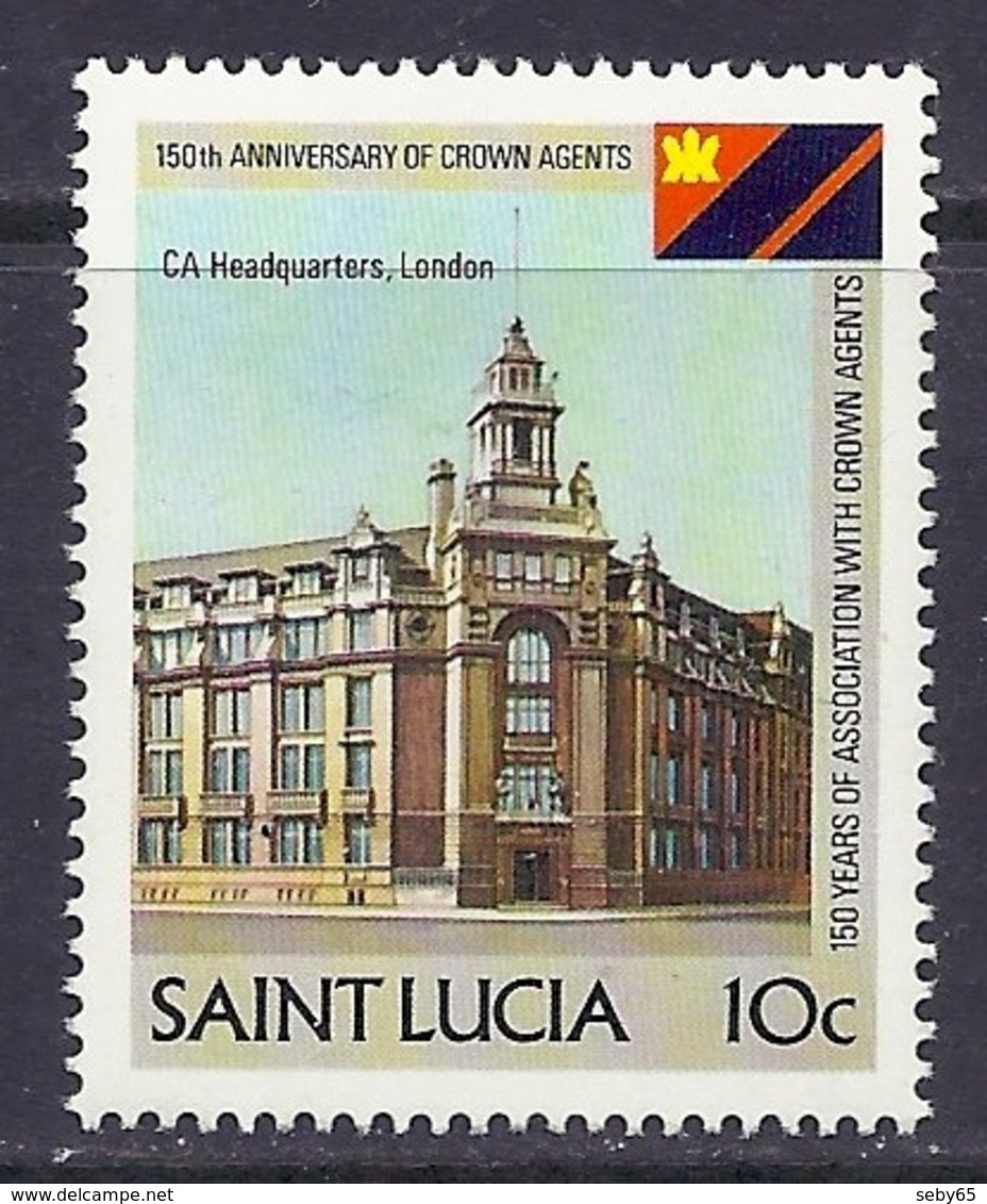 St. Lucia - 1983 Anniversary Of Crown Agency, Agents, CA Headquarter, London, Historic Building - MNH - St.Lucia (1979-...)