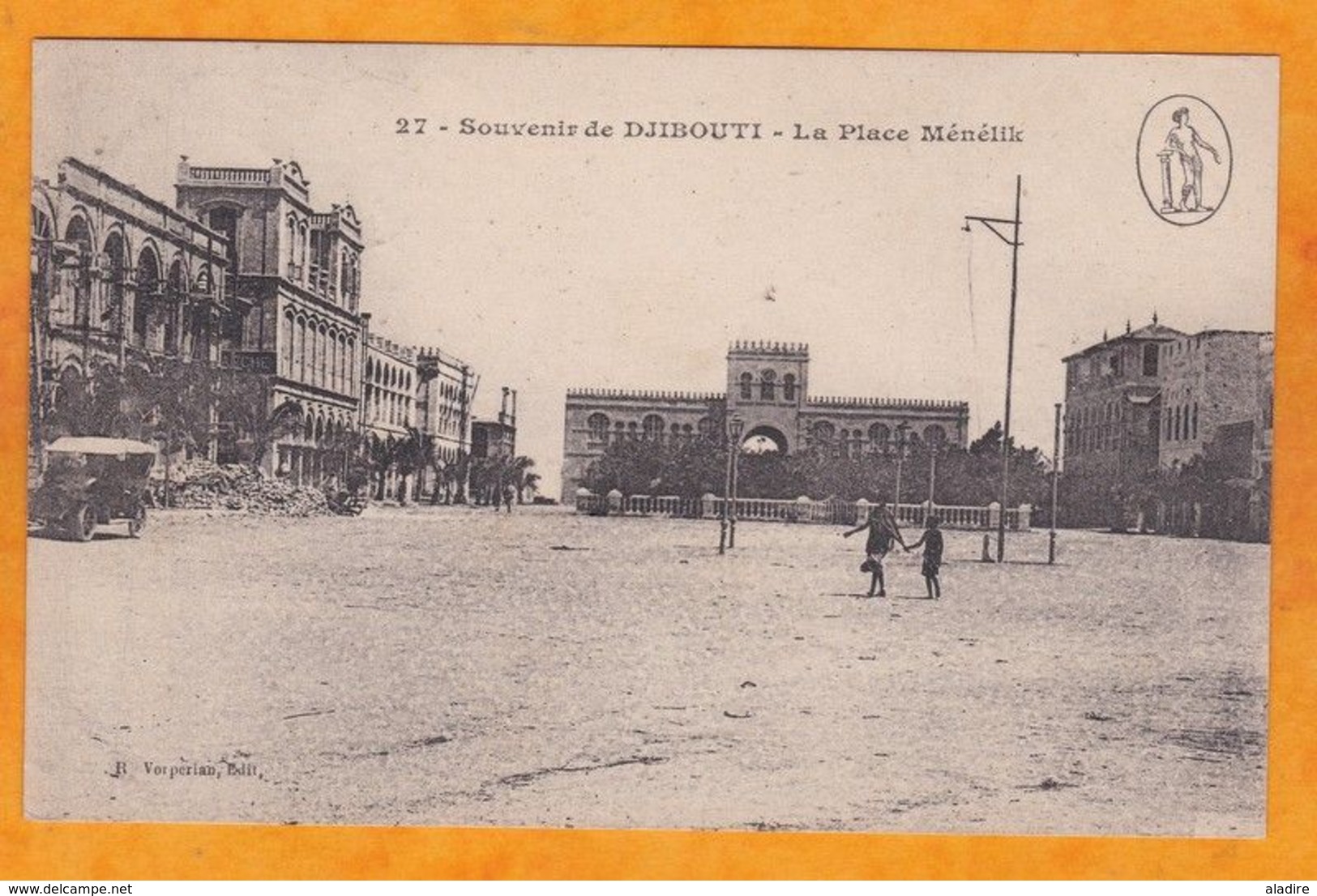 1922 - CP De Djibouti, CFS Vers Lyon, France - Affranchissement 10 C  - Vue Place Ménélik - Brieven En Documenten