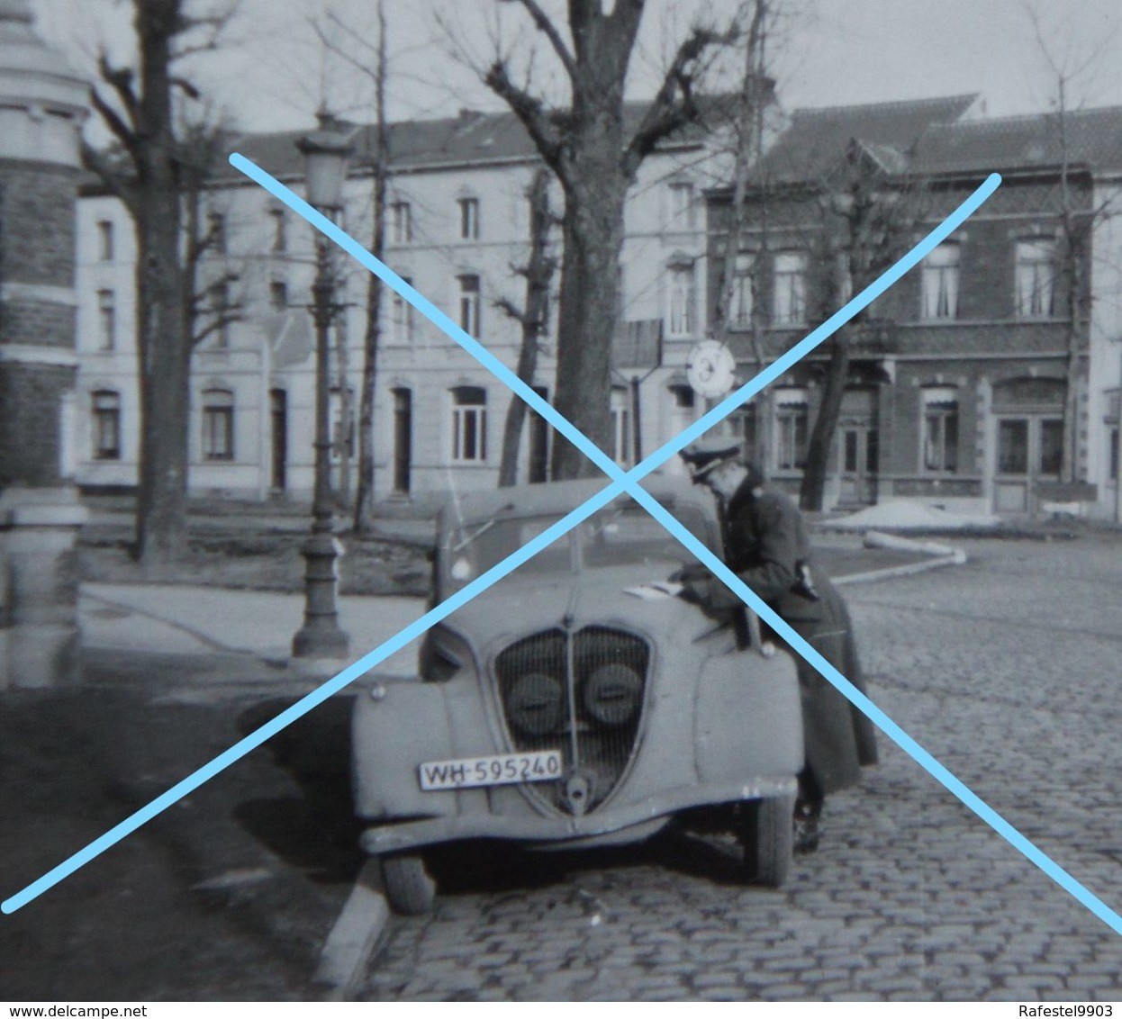 Photox6 MONS PEUGEOT Automobile réquisition Officier allemand Occupation Rue Dolhez ? Wehrmacht WW2