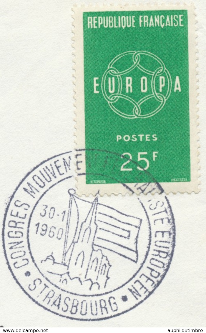 Lettre Europa 25F Vert Obl Congres Mvt Fédéraliste A427 - 1921-1960: Modern Tijdperk