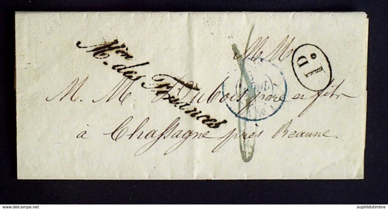 1839 France Lettre Franchise Mre Des Finances En Noir Signé Pagard AA39 - Civil Frank Covers