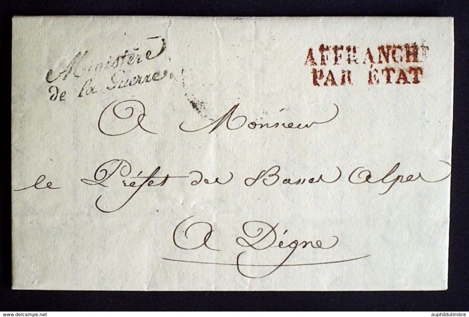1831 France Lettre Franchise Ministere De La Guerre En Noir AA44 - Lettres Civiles En Franchise