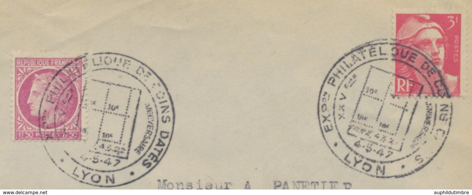 1947 LYON Expo Philatélique De COINS DATES C448 - Gedenkstempels