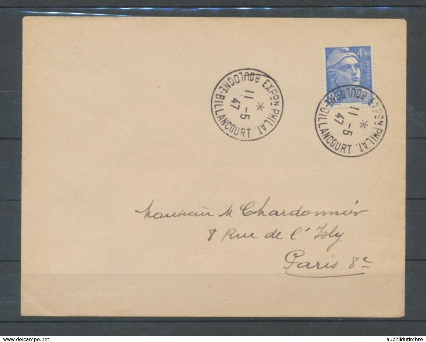 1947 Lettre Obl. Expo Phil. De Boulogne BILLANCOURT C451 - Gedenkstempels
