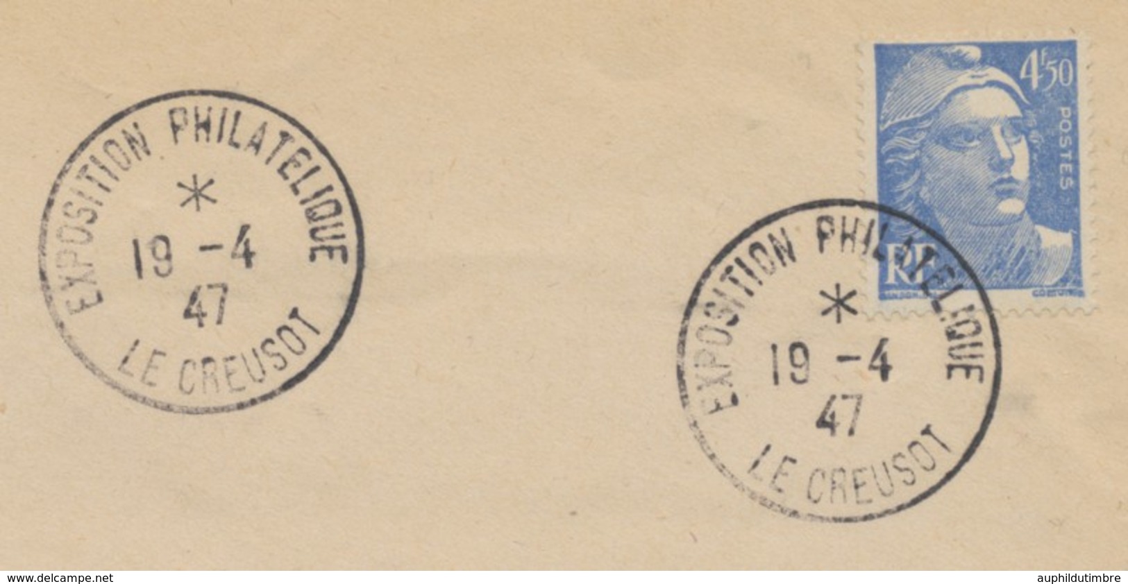 1947 Lettre Obl. Expo Phil. De LE CREUSOT. C450 - Commemorative Postmarks