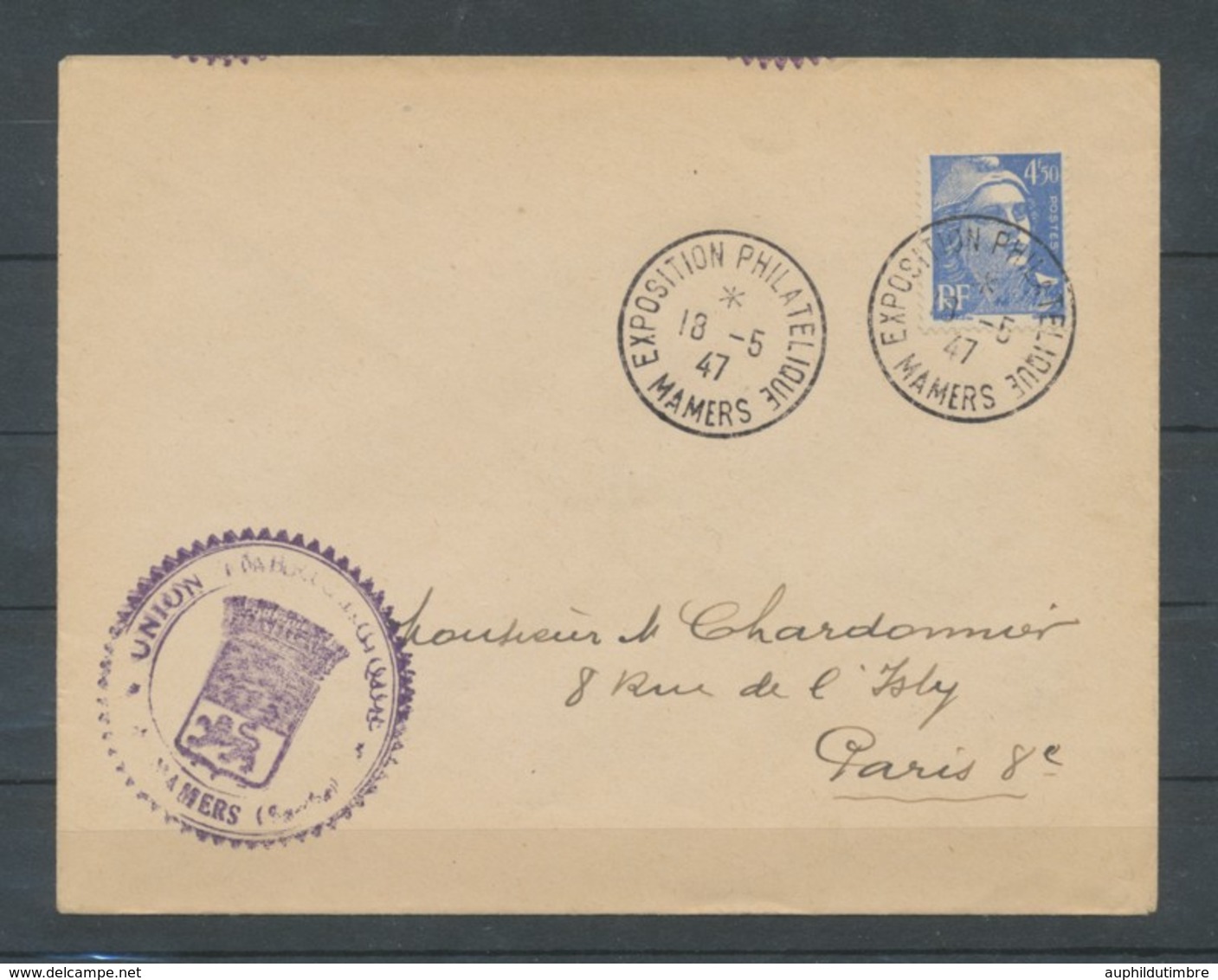 1947 Lettre Obl. Expo Philatélique De MAMERS. LUXE C454 - Commemorative Postmarks