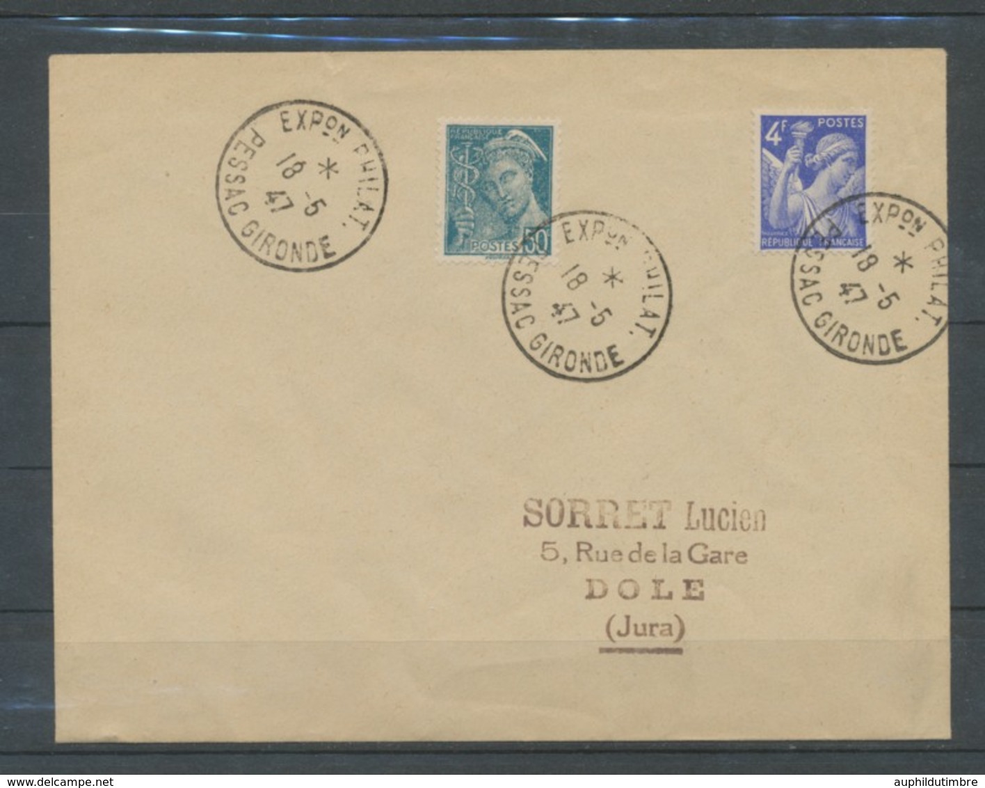 1947 Lettre Obl. Expo Philatélique De PESSAC. Luxe C455 - Bolli Commemorativi