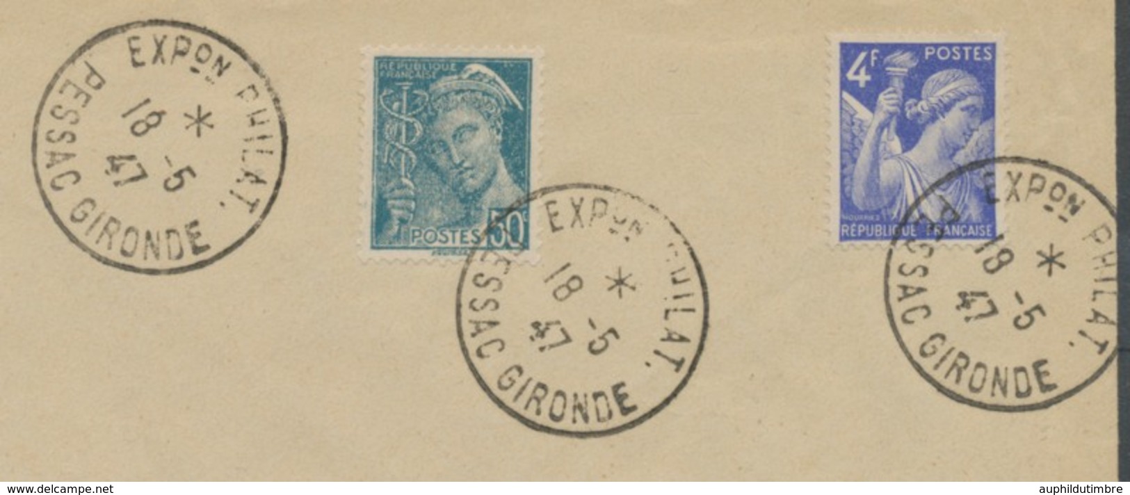 1947 Lettre Obl. Expo Philatélique De PESSAC. Luxe C455 - Bolli Commemorativi