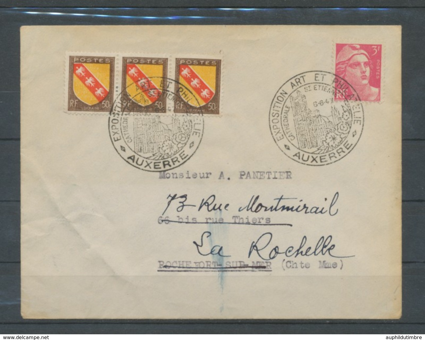 1947 Lettre Obl. Expo Art Et Phil. AUXERRE LUXE . C456 - Cachets Commémoratifs