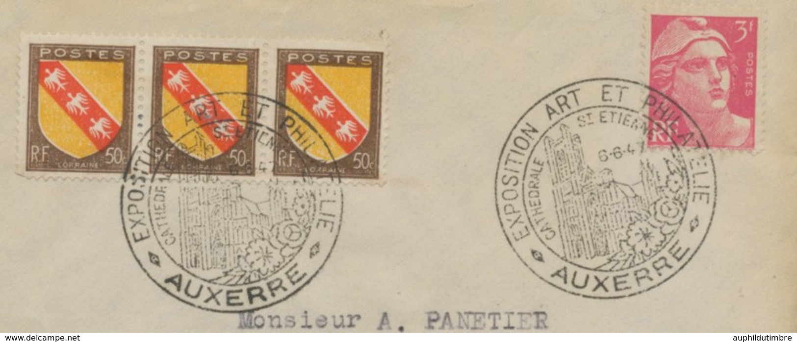 1947 Lettre Obl. Expo Art Et Phil. AUXERRE LUXE . C456 - Cachets Commémoratifs