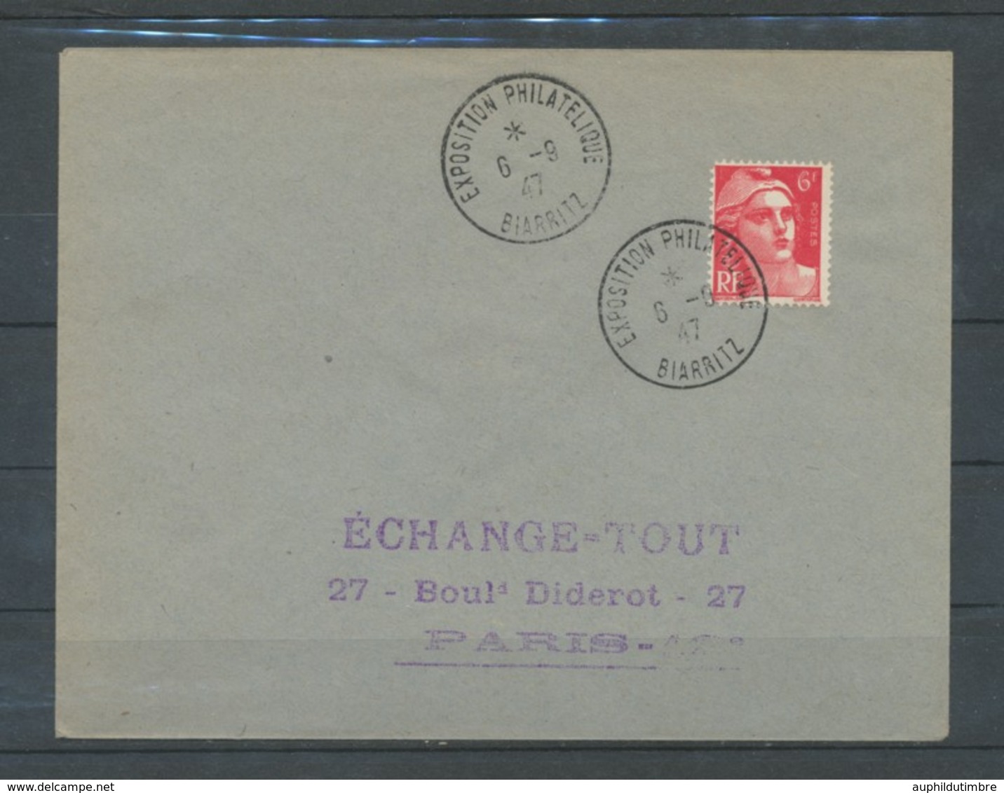 1947 Lettre Obl. Expo Phil. De BIARRITZ LUXE. C464 - Gedenkstempel